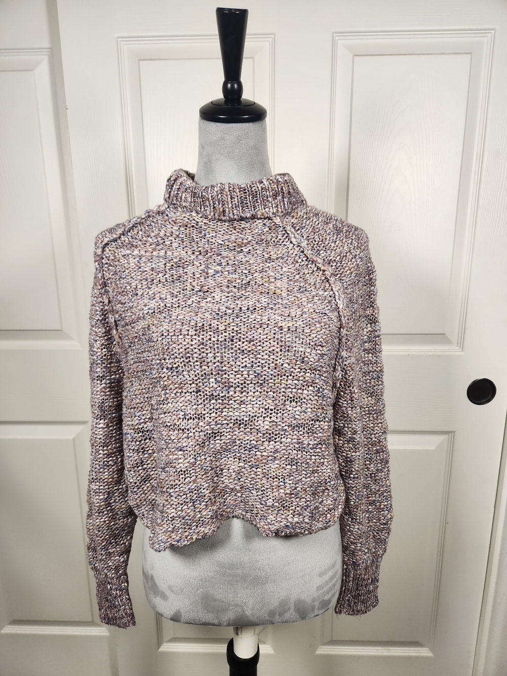 O'Neill Marled Knit Turtleneck Sweater in Beige & Lavender Mix